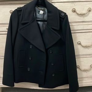 J. Crew black wool coat. Size 10.